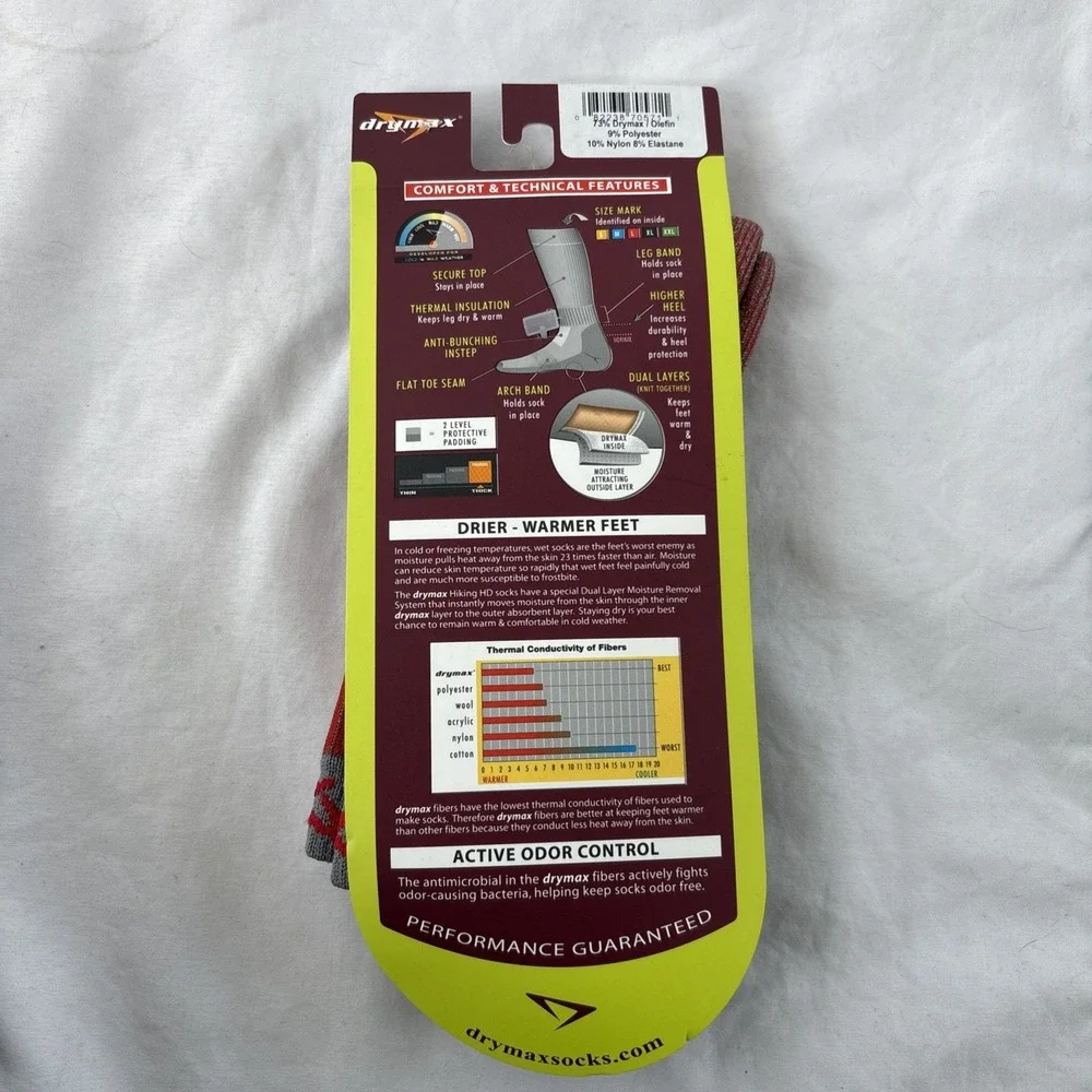 Drymax Hiking HD Crew Socks Red/Anth Small Woman 5-7 Men 3.5-5.5‎ Trekking